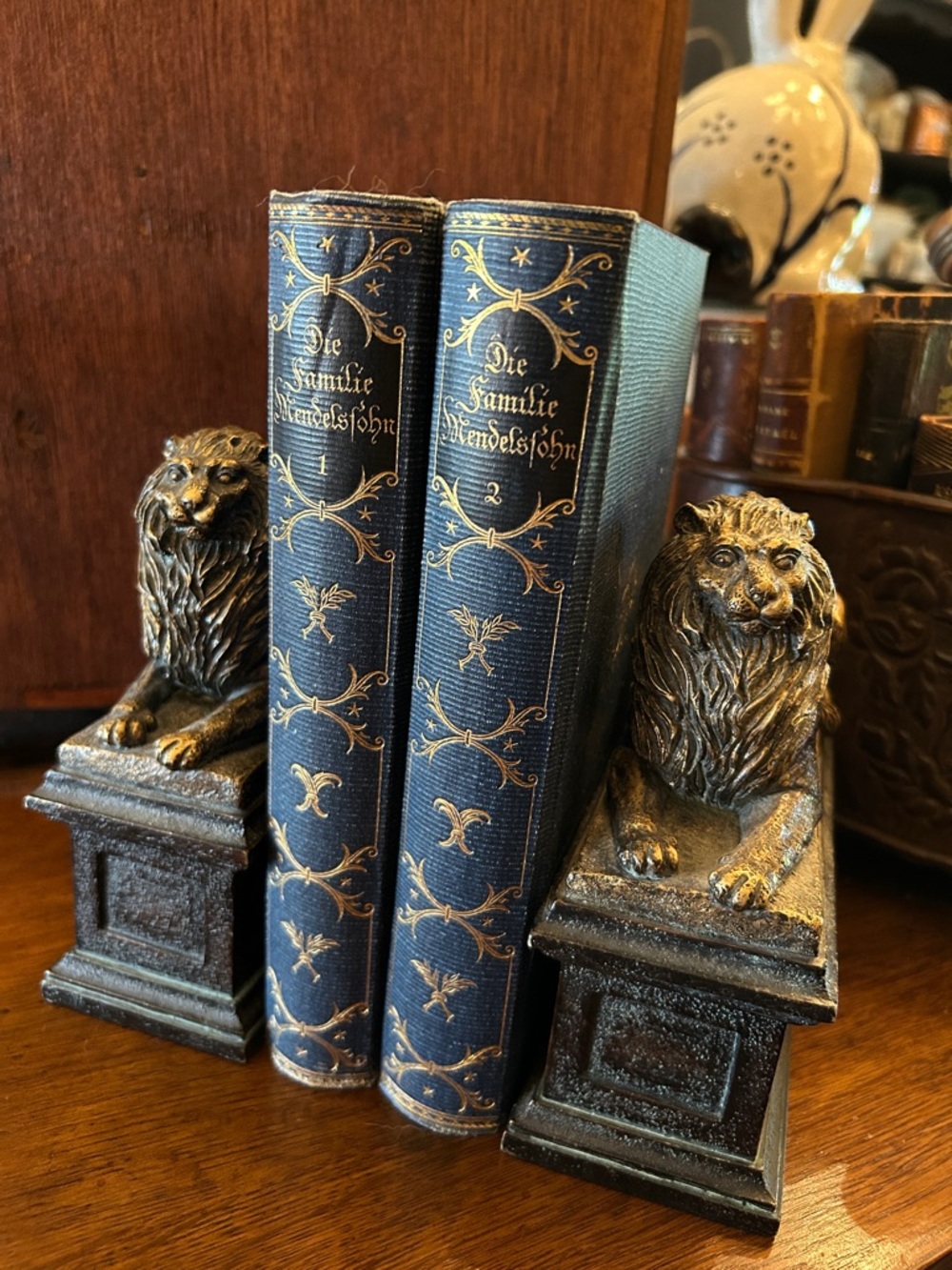 Pair of Borghese Style Vintage Gold Gilt Lion Bookends - Picture 4 of 9